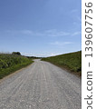 Blue sky and a gravel path along the riverbank 139607756