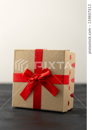 Christmas gift box with red bow Christmas gift box with red bow 139607813