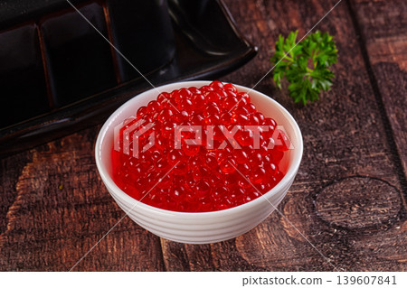 Salmon red caviar in the bowl 139607841