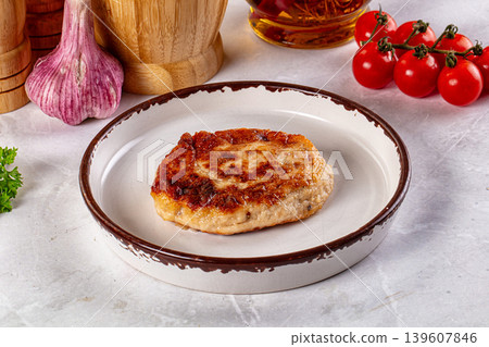 Fried salmon minced fish cutlet Fried salmon minced fish cutlet 139607846