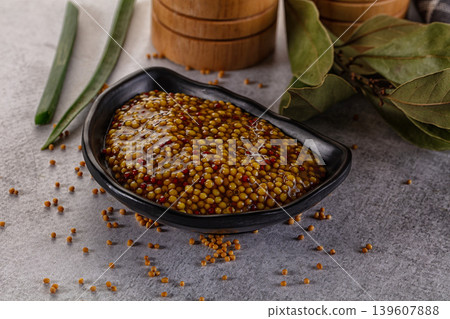 French mustard sauce with seeds French mustard sauce with seeds 139607888