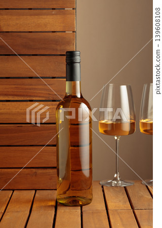 White wine on a wooden background. 139608108