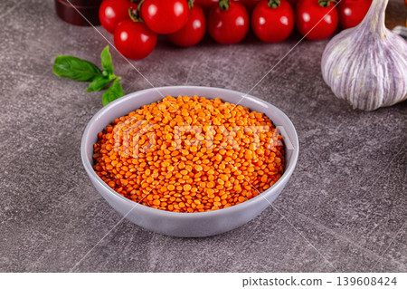 Raw dry orange lentil heap Raw dry orange lentil heap 139608424