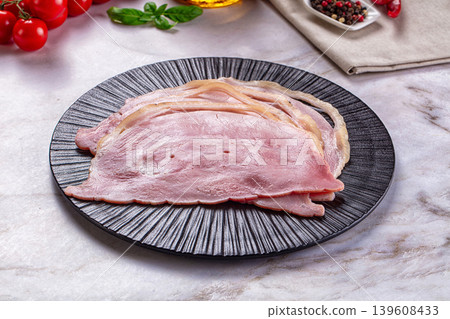 Sliced pork ham over board Sliced pork ham over board 139608433