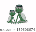 Illustration of a parent and child kappa (water goblin) 139608674