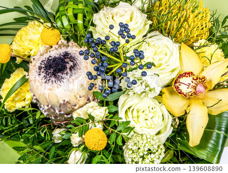 Bouquet of fresh delicate flowers on a white background gift Bouquet of fresh delicate flowers on a white background gift 139608890