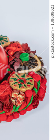 Christmas wreath candle candle gingerbread tree white snow isolated Christmas wreath candle candle gingerbread tree white snow isolated 139609023