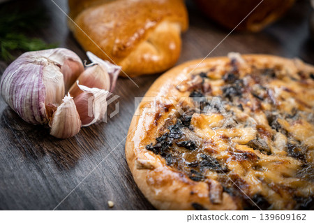 Fresh pastries buns wicker basket rustic style bakery Fresh pastries buns wicker basket rustic style bakery 139609162