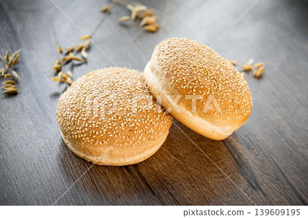 Fresh pastries buns wicker basket rustic style bakery 139609195