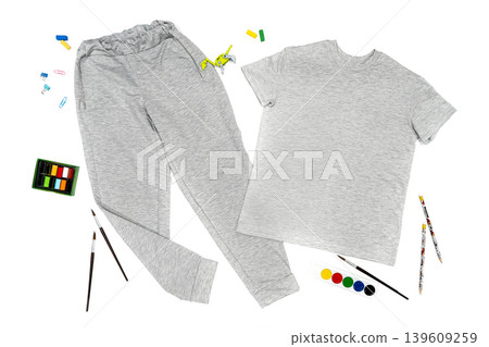 Cotton clothes for school and sports sweater, pants and t-shirt Cotton clothes for school and sports sweater, pants and t-shirt 139609259