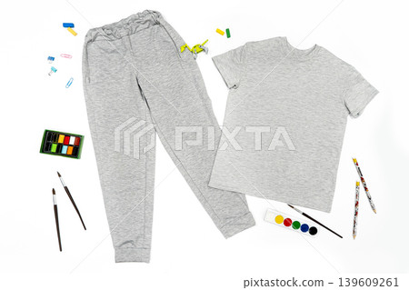 Cotton clothes for school and sports sweater, pants and t-shirt Cotton clothes for school and sports sweater, pants and t-shirt 139609261