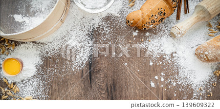 Fresh pastries buns wicker basket rustic style bakery Fresh pastries buns wicker basket rustic style bakery 139609322