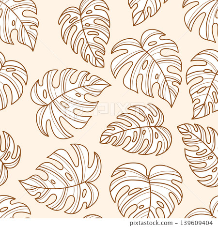 Seamless pattern with monstera leaves on a light background Seamless pattern with monstera leaves on a light background 139609404