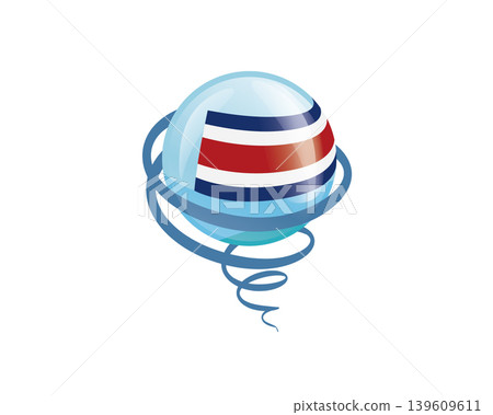 Stylish international icon showcasing Costa Rica flag within reflective globe design Stylish international icon showcasing Costa Rica flag within reflective globe design 139609611