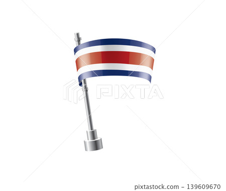 Clean representation showcasing Costa Rica flag attached to glossy metal pole Clean representation showcasing Costa Rica flag attached to glossy metal pole 139609670
