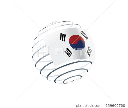 South Korean flag on an abstract globe South Korean flag on an abstract globe 139609768