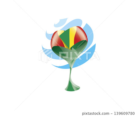 Floral emblem of the Congo flag in the form of a heart Floral emblem of the Congo flag in the form of a heart 139609780