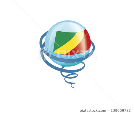 Stylish international icon showcasing Congo flag within reflective globe design Stylish international icon showcasing Congo flag within reflective globe design 139609782