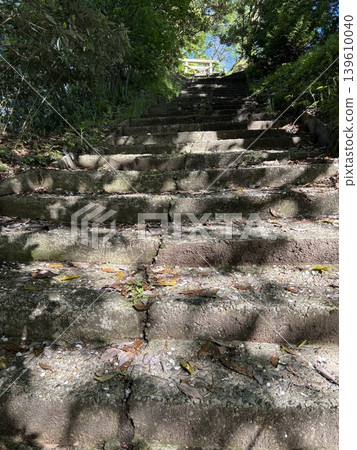 Cracked stone steps 139610040