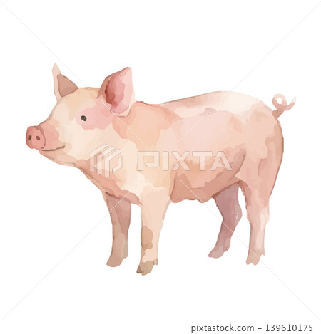 Watercolor-style pig illustration 139610175