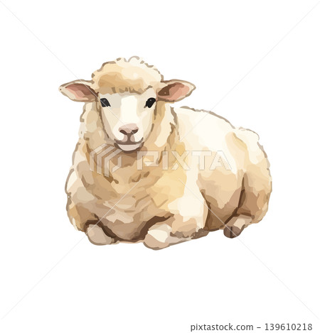 Watercolor-style illustration of a sheep Watercolor-style illustration of a sheep 139610218