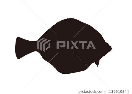 扁頭比目魚（一種海魚）的輪廓插圖 139610244