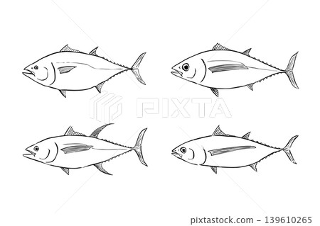 一套四種鮪魚-大型洄游魚類插畫素材 一套四種鮪魚-大型洄游魚類插畫素材 139610265