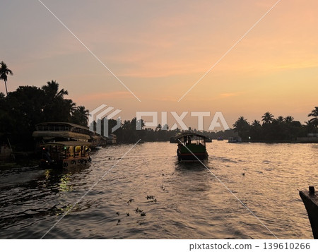 Sunset backwater cruise in Kerala, India 139610266