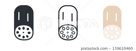 Lotus root icon set of 3: Simple flat line art and color illustrations. Lotus root icon set of 3: Simple flat line art and color illustrations. 139610460