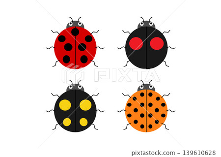 Illustrations of ladybugs with various patterns Illustrations of ladybugs with various patterns 139610628