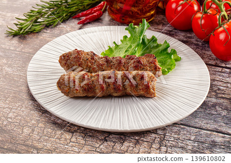 Grilled beef kebab minced meat Grilled beef kebab minced meat 139610802