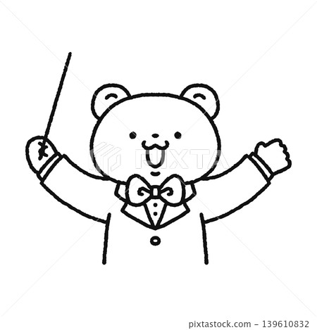 A cute bear conductor (line drawing) A cute bear conductor (line drawing) 139610832