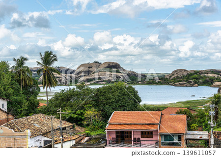 The mountain range at Ilha dos Preas in Chaval, Ceara, Brazil. Seen from the Stone of the Grotto of Our Lady of Lourdes The mountain range at Ilha dos Preas in Chaval, Ceara, Brazil. Seen from the Stone of the Grotto of Our Lady of Lourdes 139611057