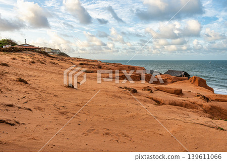 The rock formations at Canoa Quebrada Beach at Canoa Quebrada, state of Ceara, Brazil The rock formations at Canoa Quebrada Beach at Canoa Quebrada, state of Ceara, Brazil 139611066