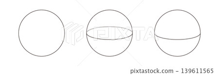 一組簡單的球體向量插圖。可用於解決數學幾何和體積問題。 一組簡單的球體向量插圖。可用於解決數學幾何和體積問題。 139611565