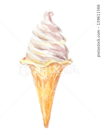 Soft serve ice cream watercolor illustration Soft serve ice cream watercolor illustration 139611566