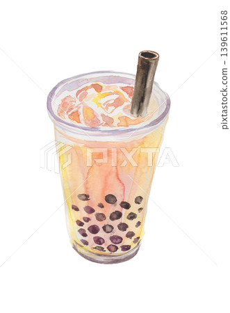 Watercolor illustration of tapioca milk tea Watercolor illustration of tapioca milk tea 139611568