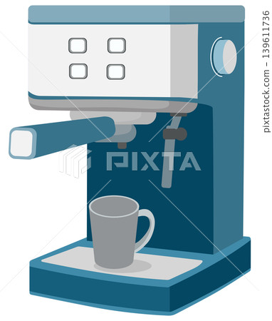 Blue Espresso Coffee Machine Illustration - Modern Home Kitchen Appliance Clipart Blue Espresso Coffee Machine Illustration - Modern Home Kitchen Appliance Clipart 139611736
