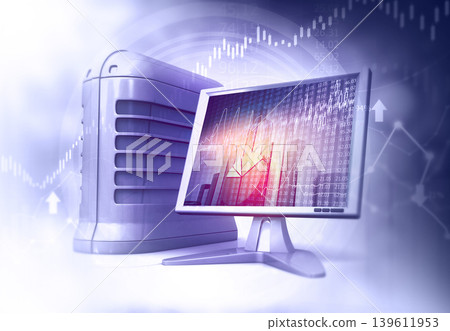 Stock market graph on computer display Stock market graph on computer display 139611953