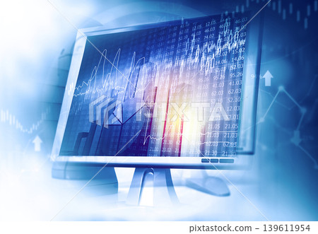 Stock market graph on computer display Stock market graph on computer display 139611954