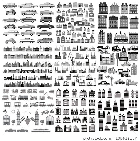 City infrastructure elements showing urban development and transportation City infrastructure elements showing urban development and transportation 139612117