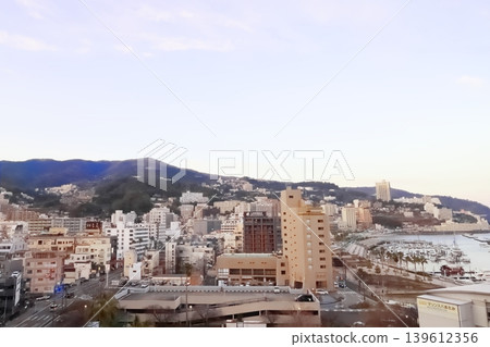 The cityscape at sunset as seen from a hotel in Atami 139612356