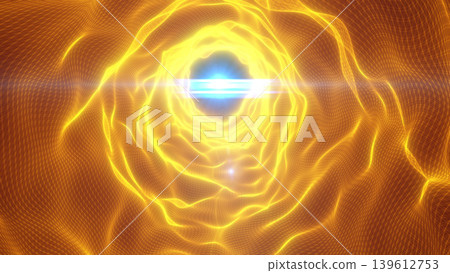 Glowing orange energy portal forming a sci-fi vortex in a wireframe grid with bright lens flare, futuristic abstract background Glowing orange energy portal forming a sci-fi vortex in a wireframe grid with bright lens flare, futuristic abstract background 139612753