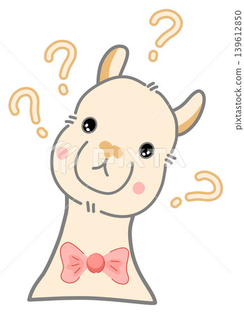 Thinking Alpaca Character with Question Marks 139612850