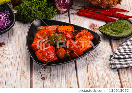 Indian cuisine - spicy chili paneer 139613072