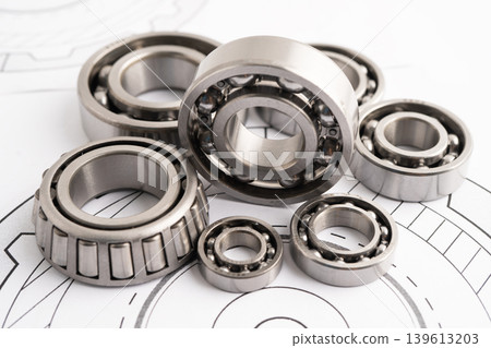 Ball bering circular joint machine component. 139613203