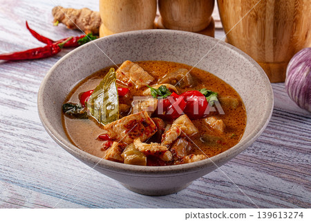 Thai Tom Yum soup with chicken 139613274