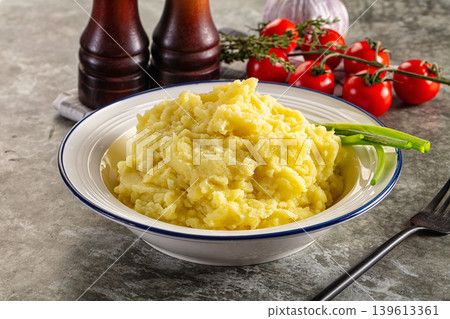 Mushed boiled potato homemade puree Mushed boiled potato homemade puree 139613361