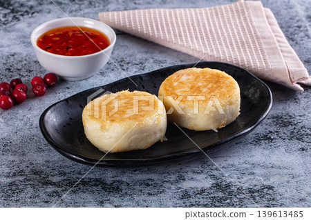 Fried syrniki pancake cottage cheese Fried syrniki pancake cottage cheese 139613485