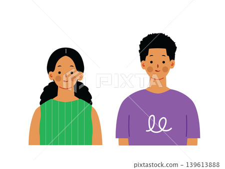 黑人男子和女子的簡單插圖 黑人男子和女子的簡單插圖 139613888
